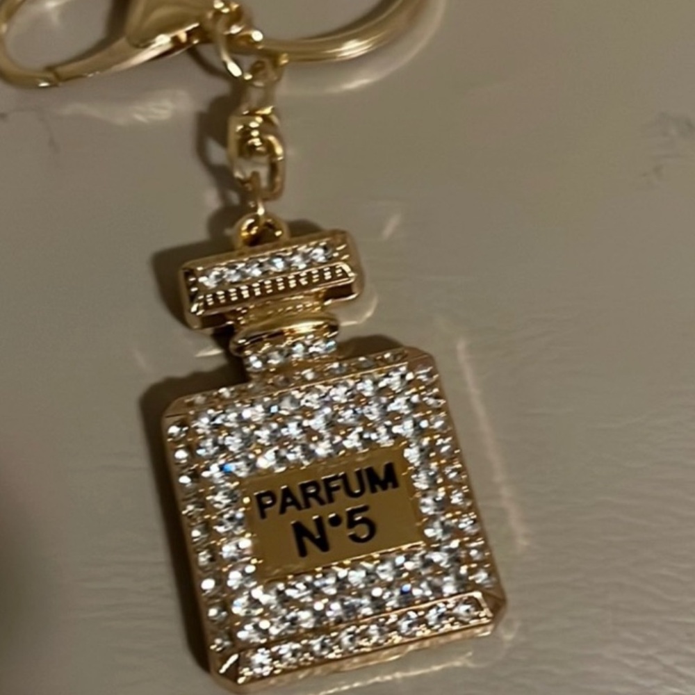 Gold Perfume Bottle Bag or Key Chain NWOT